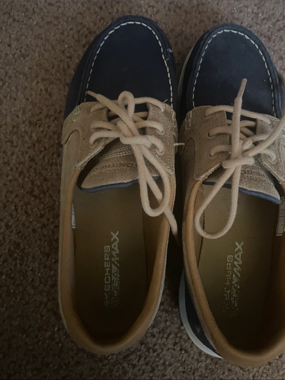 Skechers Men's Navy and Tan Boat Shoes